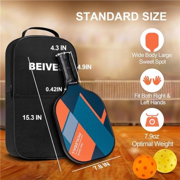 Pickleball Paddles, Fiberglass Surface Pickleball Paddles Set of 4, Pickleball - Picture 4 of 8